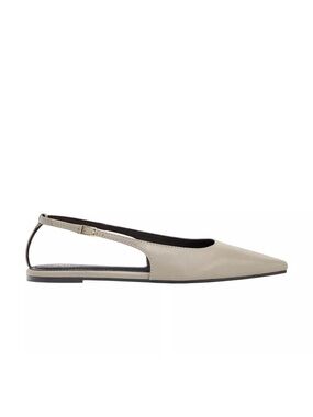 Zara Taupe Grey Leather Flat